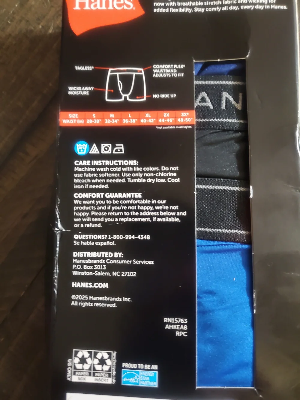 Hanes Men’s 3-Pack Boxer Briefs - Black, Navy & Royal Blue
